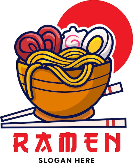 Ilustración vectorial del logotipo de ramen japonés