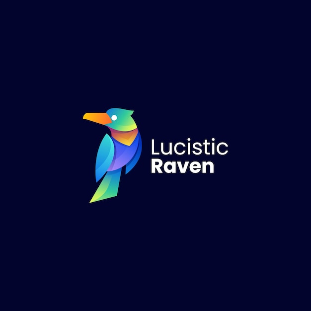 Vector ilustración vectorial del logotipo raven gradiente estilo de colores