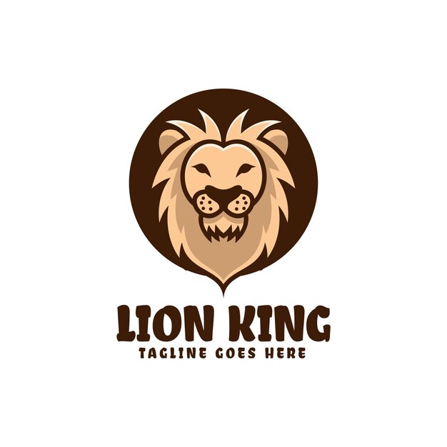 Ilustración vectorial del logotipo Rey León Estilo de mascota simple