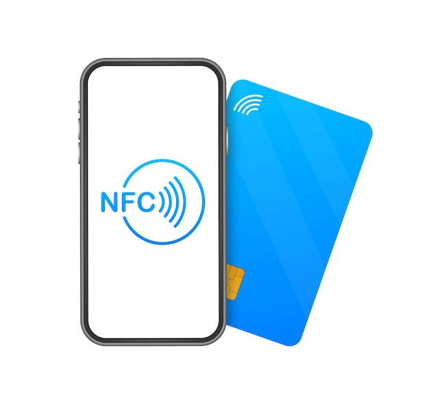 Ilustración vectorial del logotipo de la señal de pago inalámbrica sin contacto de la tecnología NFC