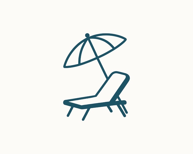 Ilustración vectorial del logotipo de la silla de salón de verano y el paraguas