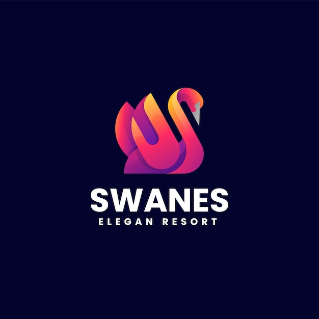 Ilustración vectorial del logotipo Swanes Gradiente Estilo de colores