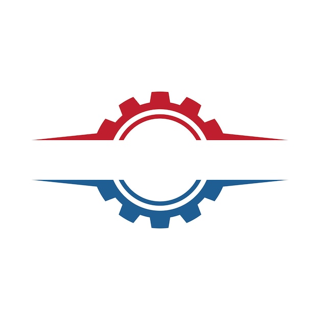 Ilustración vectorial del logotipo de la tecnología de engranajes diseño plano