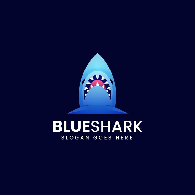 Ilustración vectorial del logotipo Tiburón azul Gradiente estilo colorido