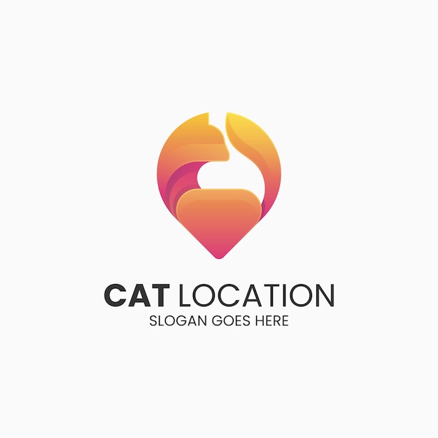 Ilustración vectorial del logotipo Ubicación del gato Gradiente Estilo colorido