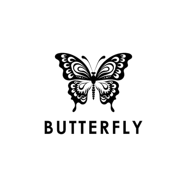 Ilustración vectorial del logotipo vintage de la mariposa