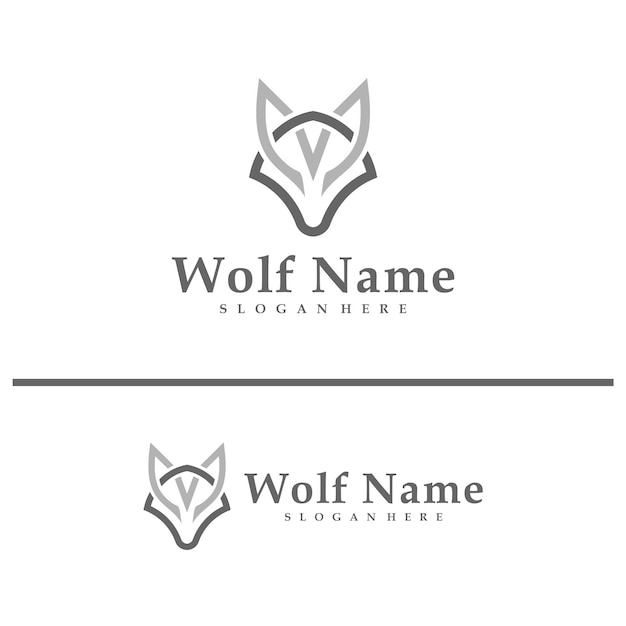 Ilustración vectorial del logotipo de Wolf Wolf Head plantilla de concepto de diseño del logotipo