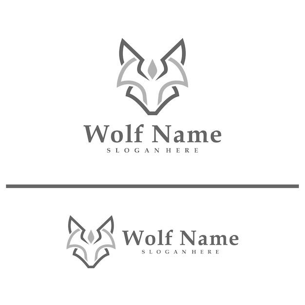 Ilustración vectorial del logotipo de Wolf Wolf Head plantilla de concepto de diseño del logotipo