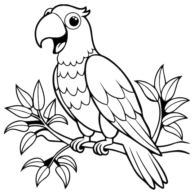 Ilustración vectorial de loro en fondo blanco