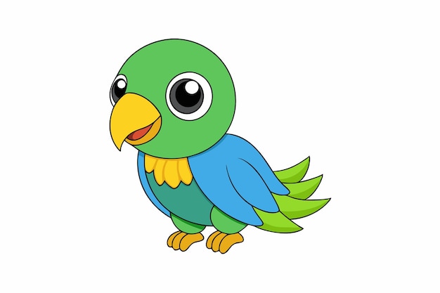 Ilustración vectorial del loro Kawaii alegre