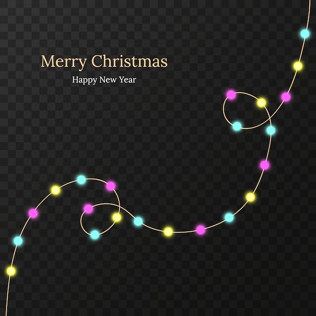 Ilustración vectorial de luces navideñas coloridas