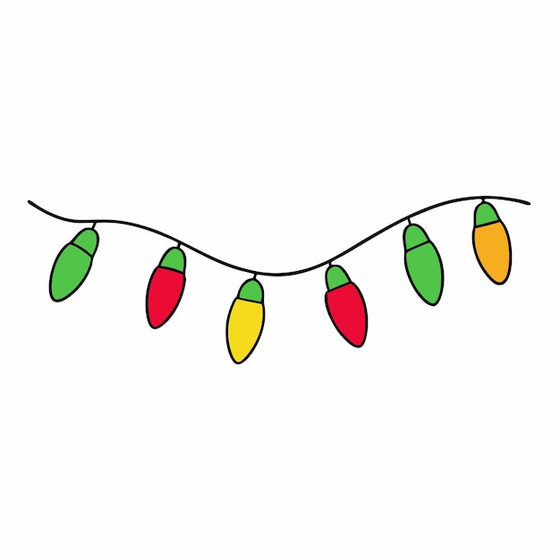 Ilustración vectorial de luces navideñas y decoración navideña