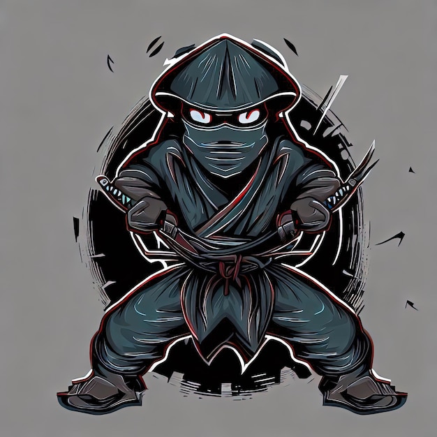 Ilustración vectorial lúdica de dibujos animados de Ninja