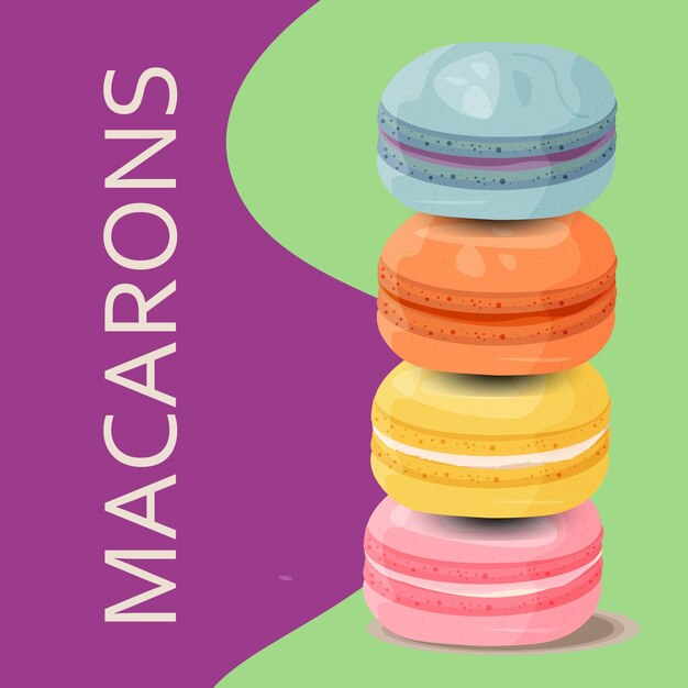 Vector ilustración vectorial de macarrones de colores