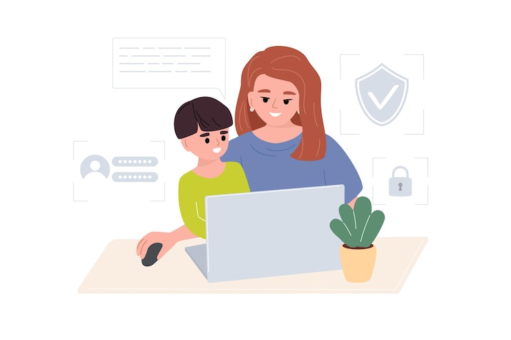 Vector ilustración vectorial de madre hijo