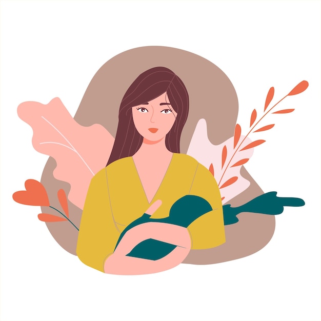 Ilustración vectorial de madre sosteniendo a su hijo en brazos Tarjeta de felicitación del día de la madre feliz
