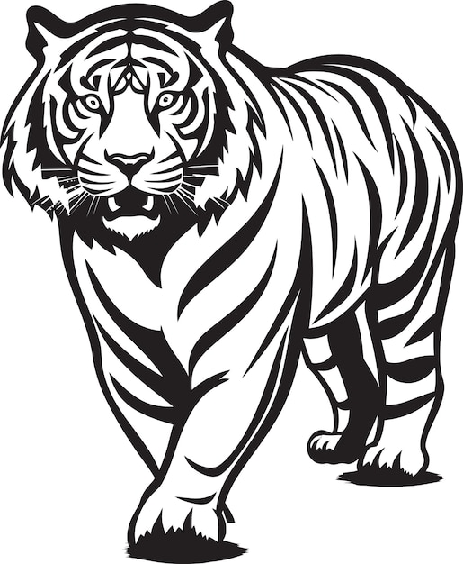 Ilustración vectorial de majestic tiger belleza rugidora arte de tigre llamativo en forma vectorial