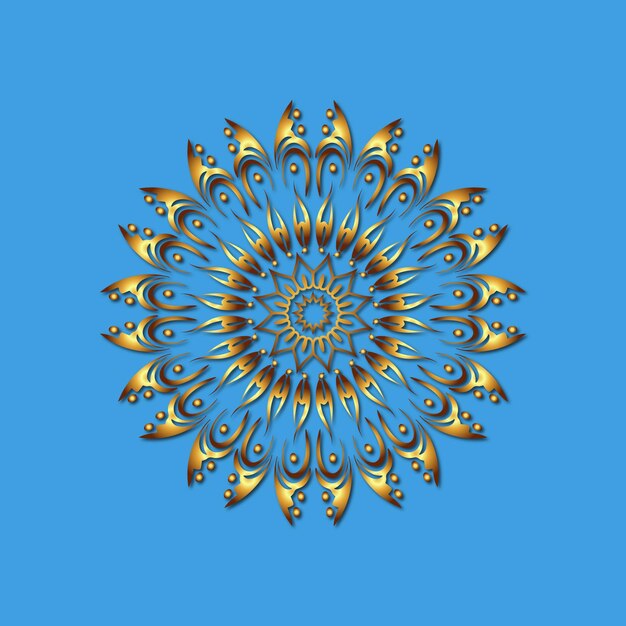 Una ilustración vectorial de un mandala con un patrón dorado.