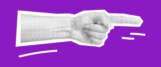 Ilustración vectorial de la mano con el dedo índice apuntando a la derecha