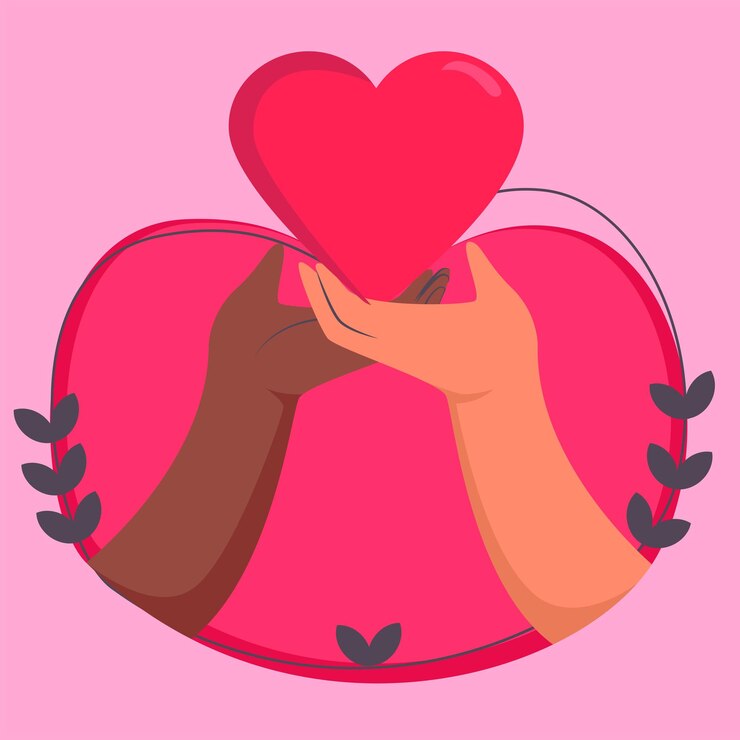 Vector ilustración vectorial de la mano del día mundial de la caridad con el corazón