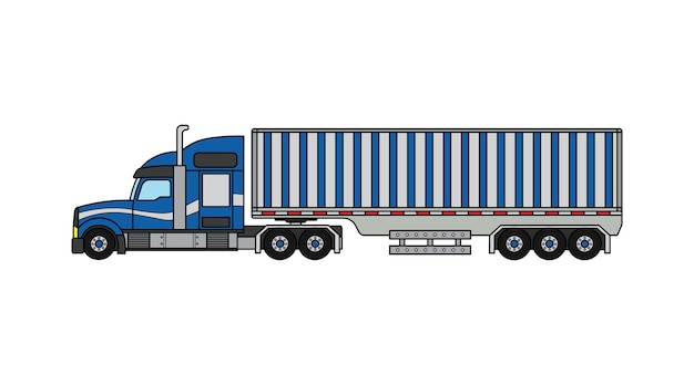 Ilustración vectorial Mano dibujada construcción refrigerador camión construcción vehículo clipart