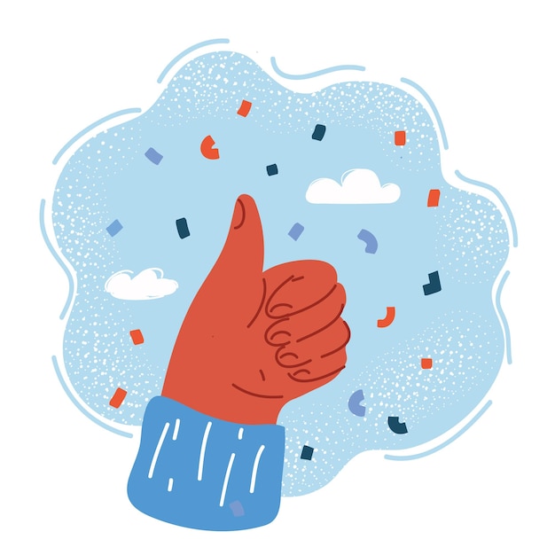 Ilustración vectorial de la mano que muestra los pulgares hacia arriba