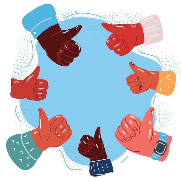 Ilustración vectorial de la mano que muestra los pulgares hacia arriba