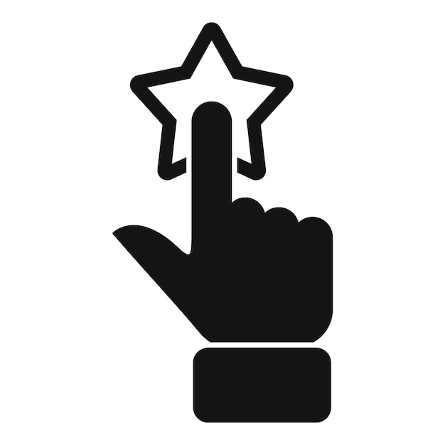 Ilustración vectorial de una mano que señala una estrella que simboliza la preferencia de elección o la calificación de calidad