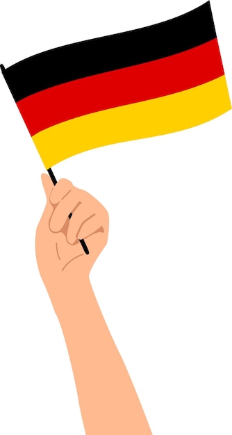 Ilustración vectorial de la mano que sostiene la bandera nacional de Alemania Fondo transparente