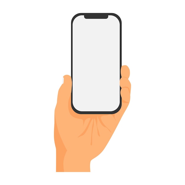 Ilustración vectorial de una mano que sostiene un teléfono celular o un teléfono inteligente