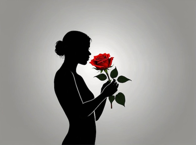 Ilustración vectorial de una mano sosteniendo una flor de rosa