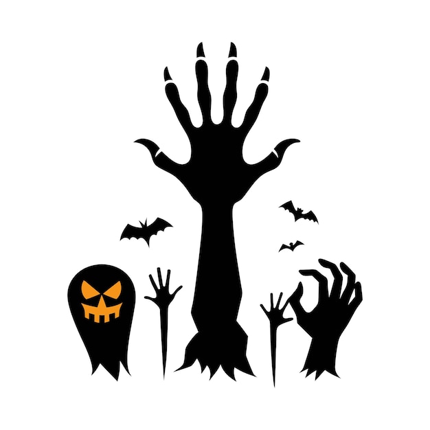 Ilustración vectorial de las manos de Halloween Zombie