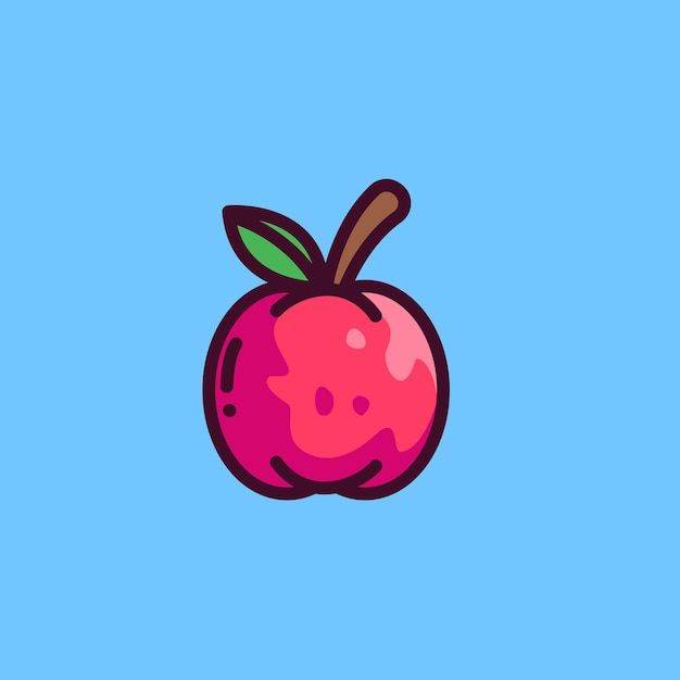Ilustración vectorial de manzana linda Diseño de frutas adorables para proyectos creativos