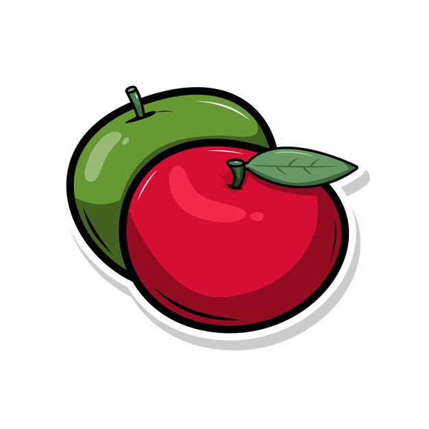 Ilustración vectorial de manzana roja sobre fondo blanco