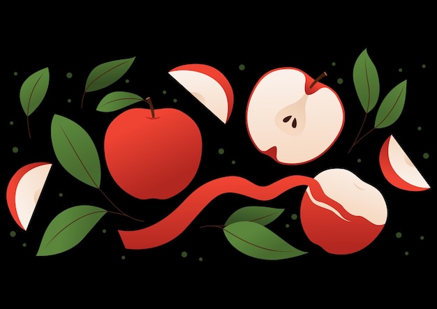 Ilustración vectorial de manzanas rojas