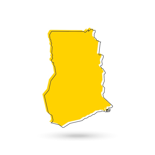 Ilustración vectorial del mapa amarillo de Ghana sobre fondo blanco.