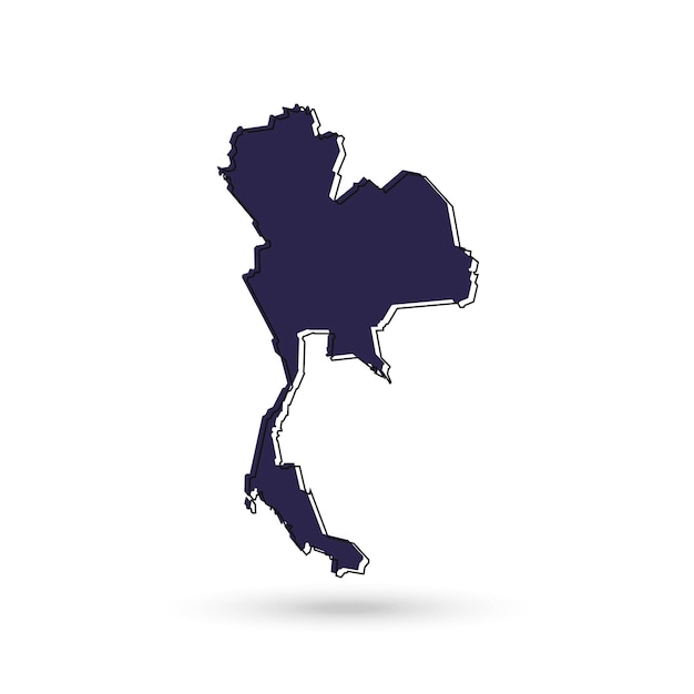 Ilustración vectorial del mapa azul de Tailandia sobre fondo blanco.