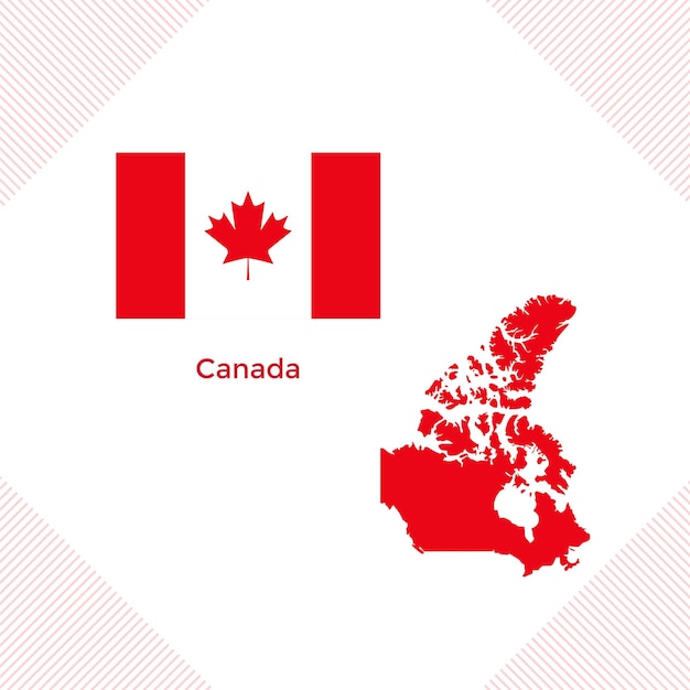 Ilustración vectorial del mapa de la bandera de Canadá