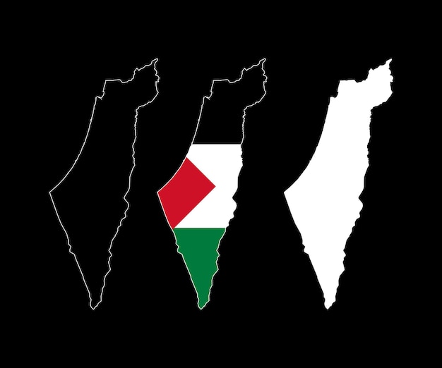 Ilustración vectorial del mapa de la bandera nacional de Palestina de la bandera del país de Palestina dentro del icono del mapa