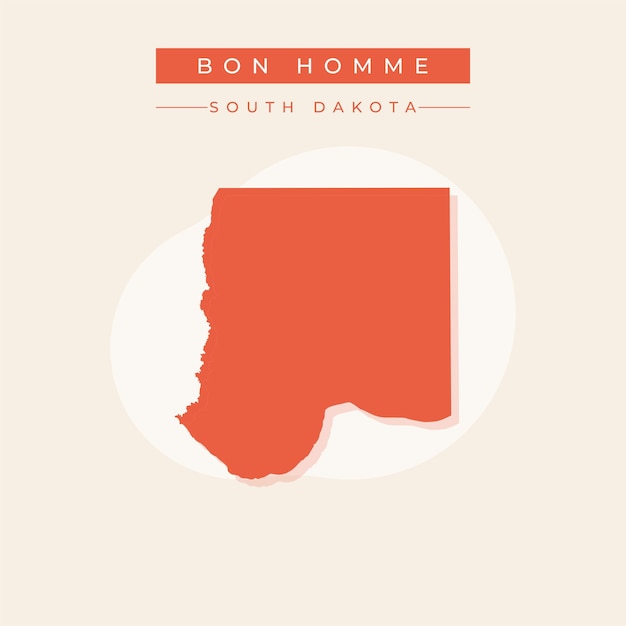 Ilustración vectorial del mapa de Bon Homme en Dakota del Sur