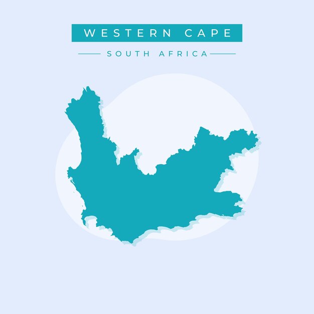 Ilustración vectorial del mapa del Cabo Occidental de Sudáfrica