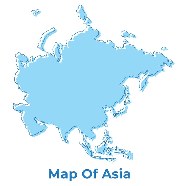 Vector ilustración vectorial del mapa del contorno simple de asia.