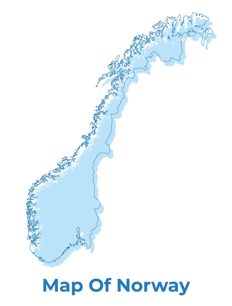 Ilustración vectorial del mapa del contorno simple de Noruega.