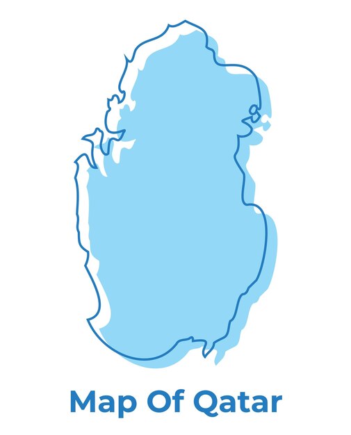 Ilustración vectorial del mapa del contorno simple de Qatar.