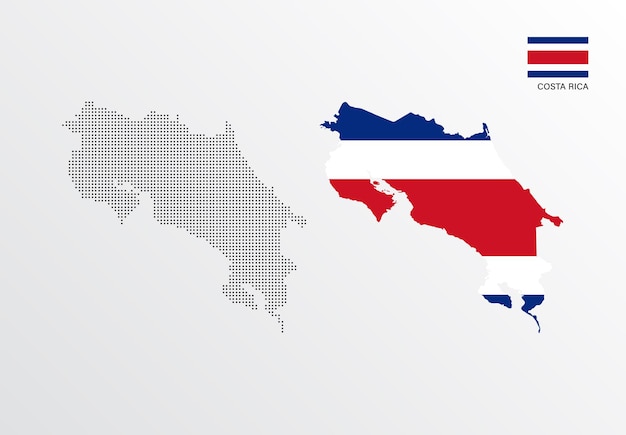 Vector ilustración vectorial del mapa de costa rica con bandera