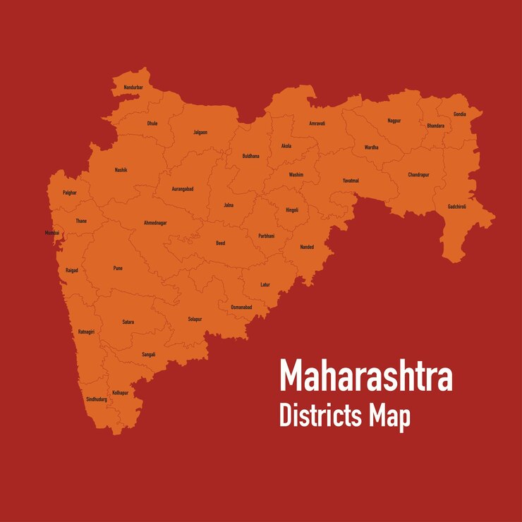 Ilustración vectorial del mapa del distrito de Maharastra