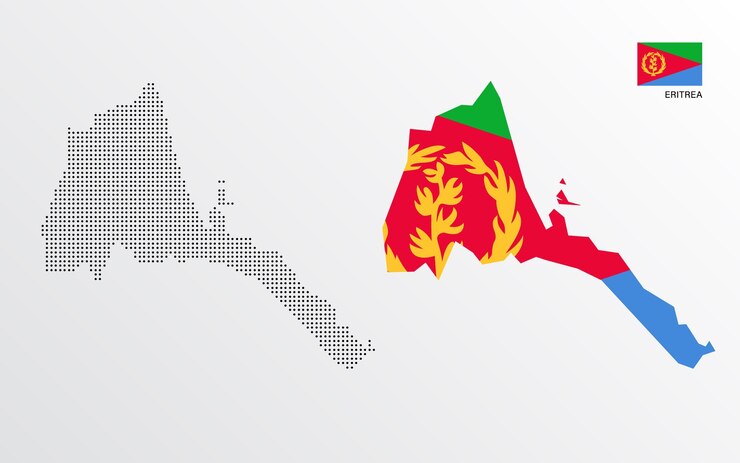 Vector ilustración vectorial del mapa de eritrea con bandera
