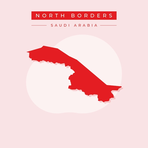 Ilustración vectorial del mapa de la frontera norte de Arabia Saudita