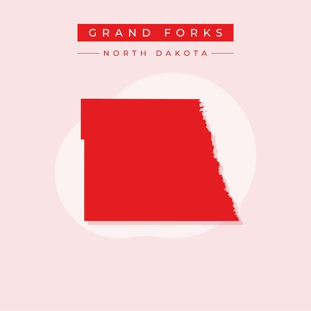 Ilustración vectorial del mapa de Grand Forks en el estado de Dakota del Norte
