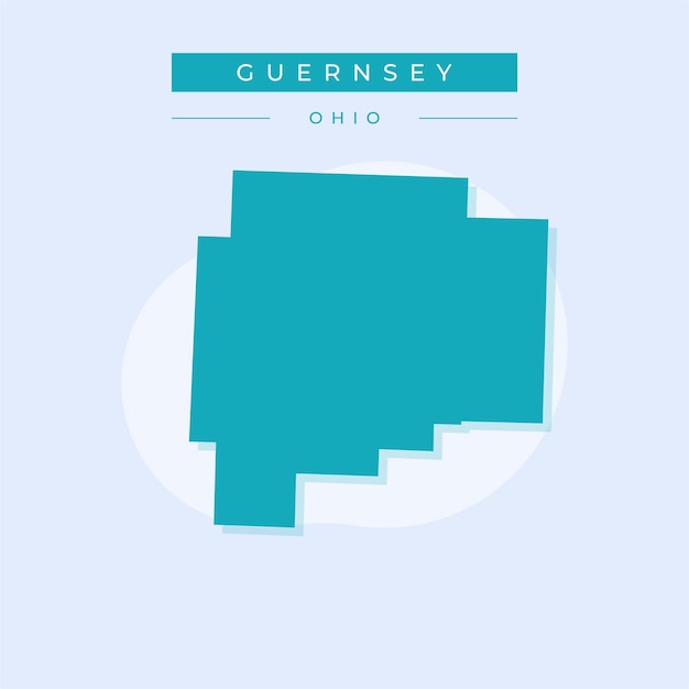 Ilustración vectorial del mapa de Guernsey en el estado de Ohio